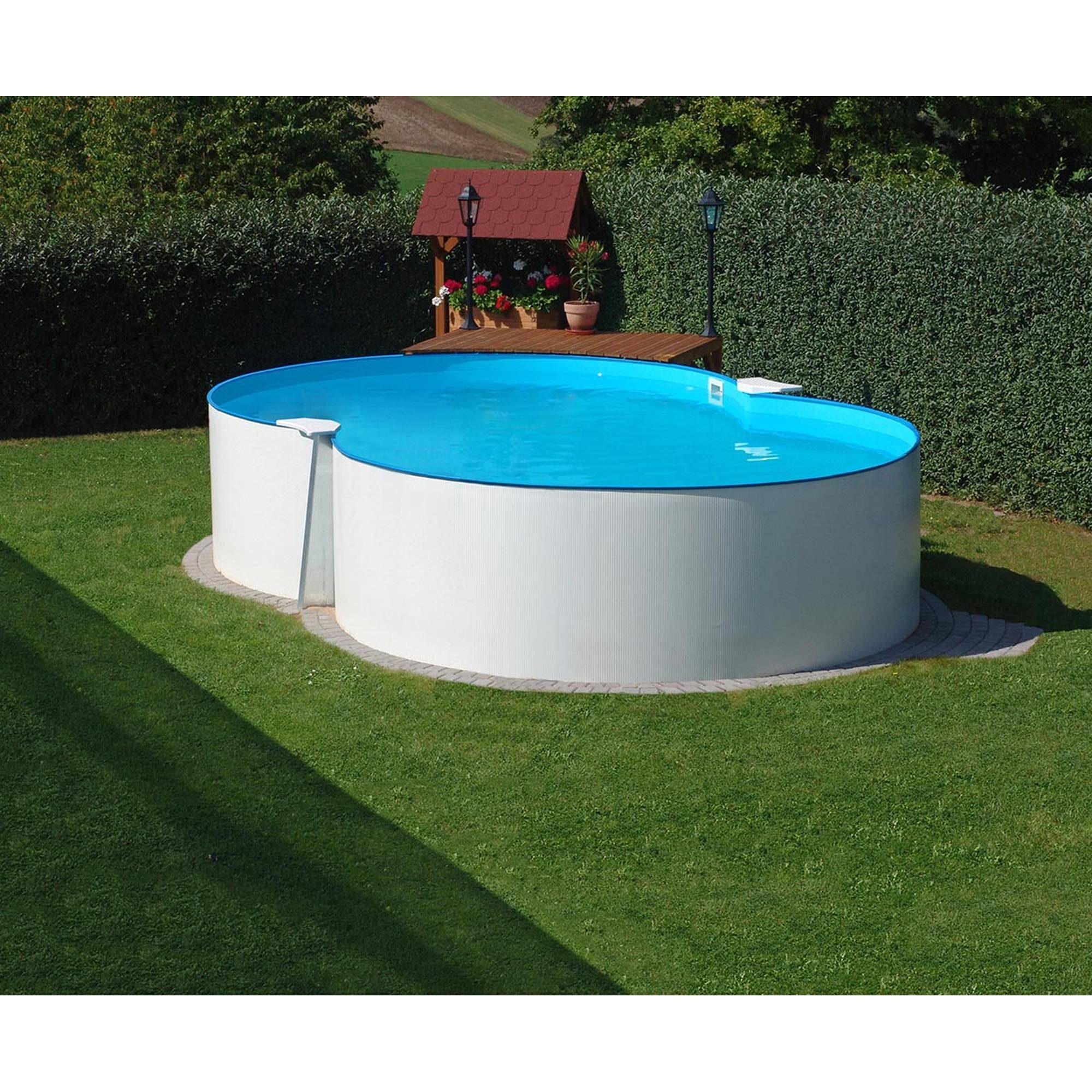Waterman Achtformpool Stahlwandpool Achtform 650x420x120cm, OHNE Stützen (Einzelbecken), verzinkte Stahlwand