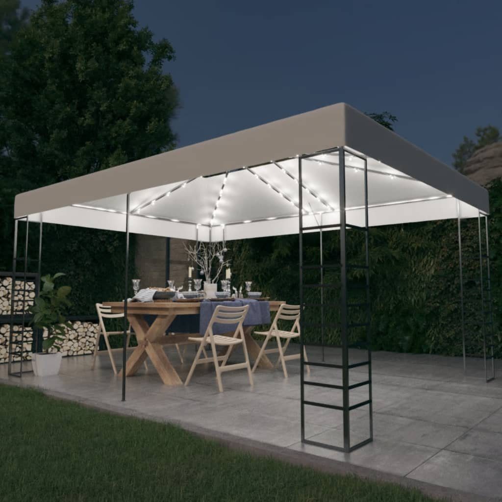vidaXL Partyzelt Pavillon mit LED-Lichterkette 4x3x2,7 m Weiß