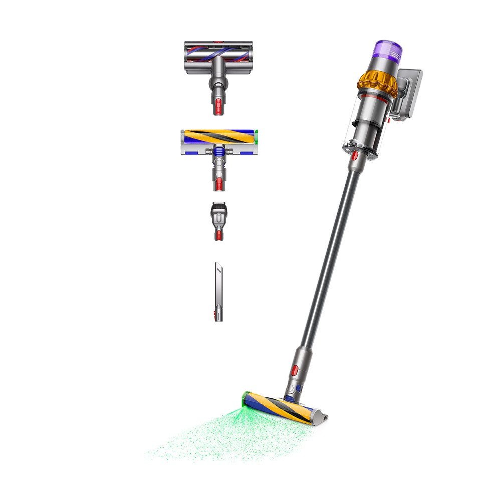 DYSON Akku-Hand-und Stielstaubsauger Dyson V15 Detect Absolute Nickel/Gelb 240 Airwatt Saugkraft, Stauberkennungssensor