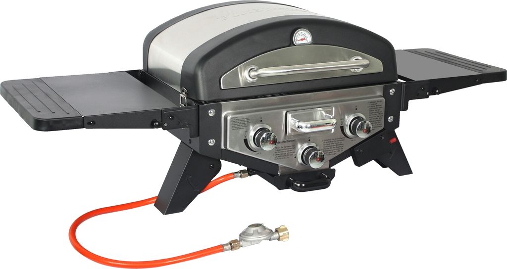El Fuego Tischgasgrill Smoker "Medison" silber Gasgrill/Grill/Steak/BBQ