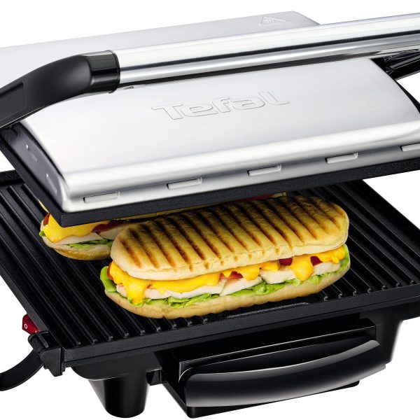 Tefal Kontaktgrill GC241D Inicio, 2000 W, fettarmes Grillen, gerillte Grillplatten antihaftbeschichtet, wenig Öl