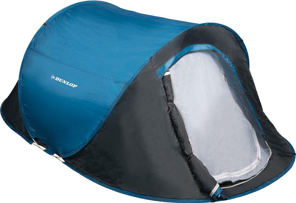 Dunlop 2 Personen Zelte Pop-up, Kuppelzelt Camping Outdoor Zelt, Blau/Grau, 255 x 155 x 95 cm