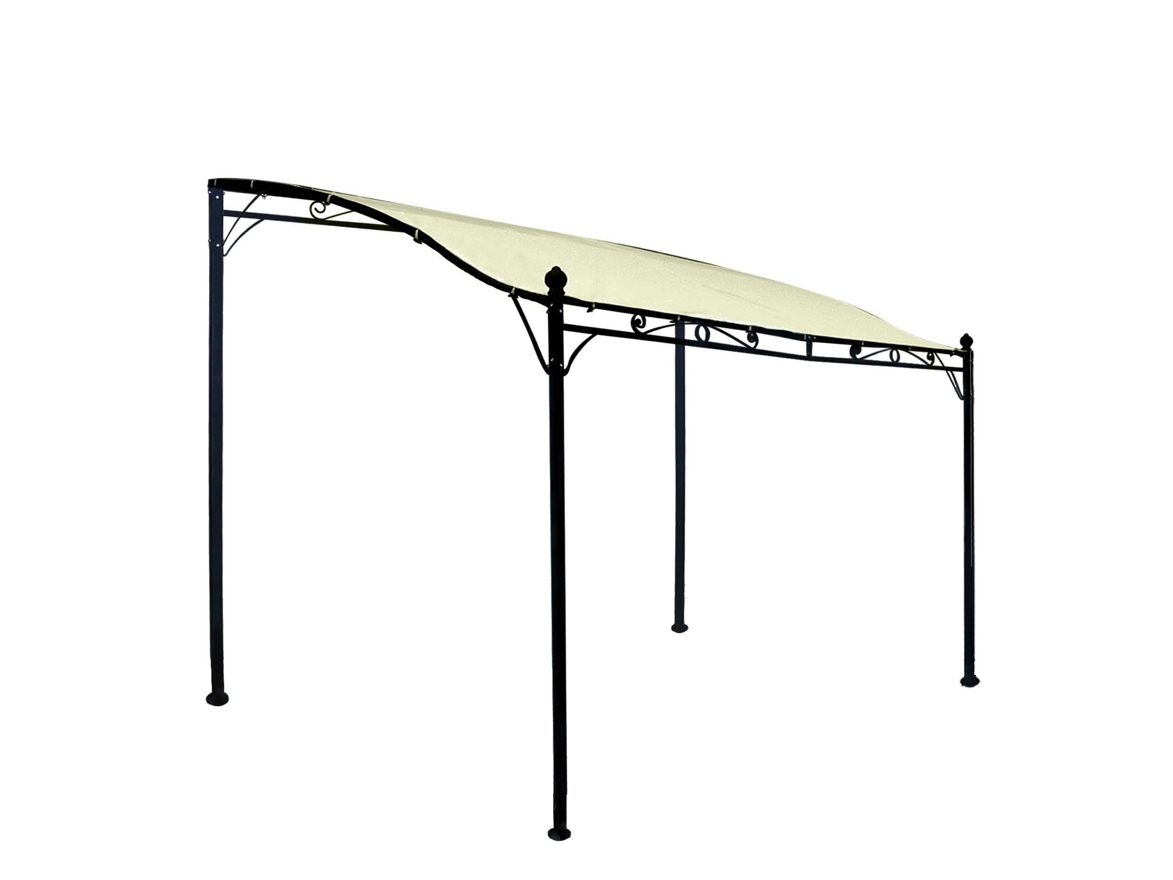 DEGAMO Anbaupavillon MANTOVA, 3 x 2,5 Meter, Gestell schwarz, Plane wasserdicht ecrufarben