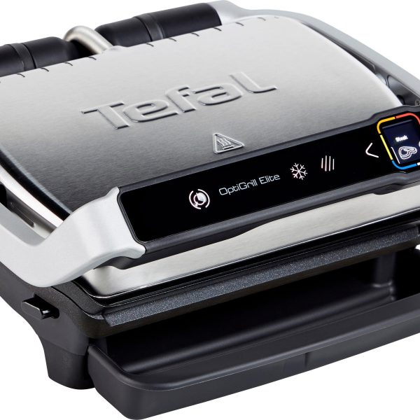 Tefal Kontaktgrill GC750D OptiGrill Elite, 2000 W, 12 Programme, intuitiver Sensor, Grillboost-Funktion, Rezeptbuch App