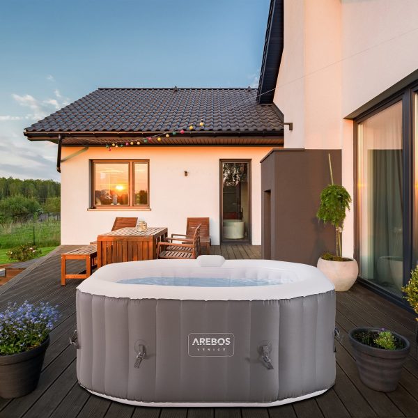 Arebos Whirlpool Aufblasbar, In- & Outdoor, 154x154 cm, 4 Personen, (Set, Set)