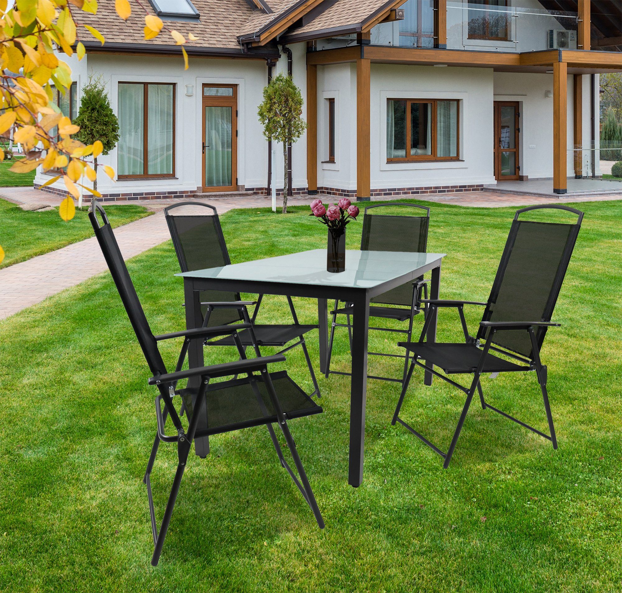 VCM Garten-Essgruppe 7-tlg Sitzgruppe Gartenmöbel Tisch Stühle Set 140M, (5-tlg)