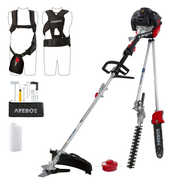 Arebos Benzin-Motorsense 4in1 Freischneider, Rasentrimmer, 3PS, (Komplett-Set)
