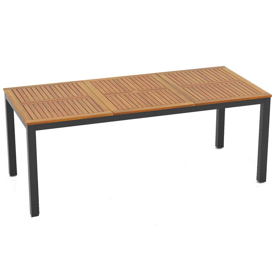 COSTWAY Gartentisch, Akazienholz Esstisch für 8 Personen, mit Schirmloch 200cm