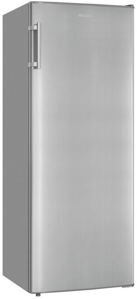 exquisit Vollraumkühlschrank KS320-V-H-040D inoxlook, 142,6 cm hoch, 54,5 cm breit, Flexibel & effizient: 242 L Kühlschrank mit Abtau-Automatik