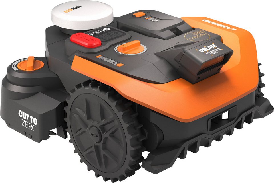 Worx Rasenmähroboter Landroid Vision Cloud WR308E 2WD ohne Begrenzungskabel, Auto-Mapping, bis 800 m² Rasenfläche, (KI-Hinderniserkennung, VSLAM+ RTK Cloud Navigation, Cut-to-Zero), App-Steuerung