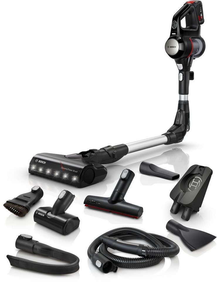 BOSCH Akku-Stielstaubsauger Unlimited 7 BKS711XXL, Akku Staubsauger,Knickrohr, 10 J. Motorgarantie, beutellos, LED-Licht, hohe Saugkraft, lange Laufzeit, Mini-Turbo-Düse, schwarz
